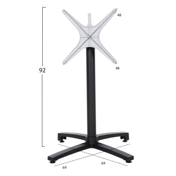 Aluminum base Folding FK459.01 black matte 69x69x73 with cross 48x48 Aluminum base Folding FK459.01 black matte 69x69x73 with cross 48x48