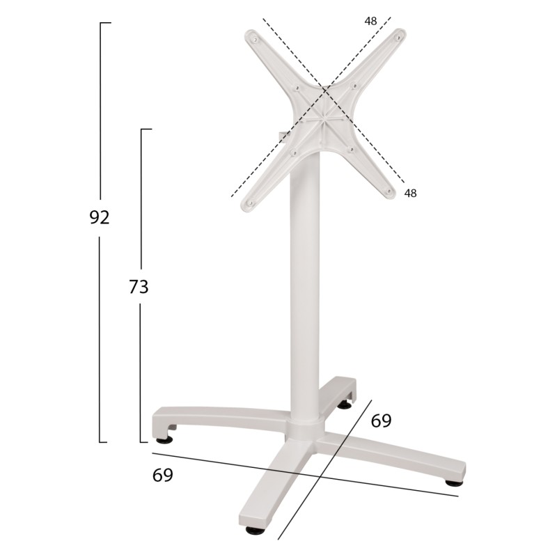 Aluminum Base Folding White matte 69x69x73cm with cross FK459.02 Aluminum Base Folding White matte 69x69x73cm with cross FK459.02
