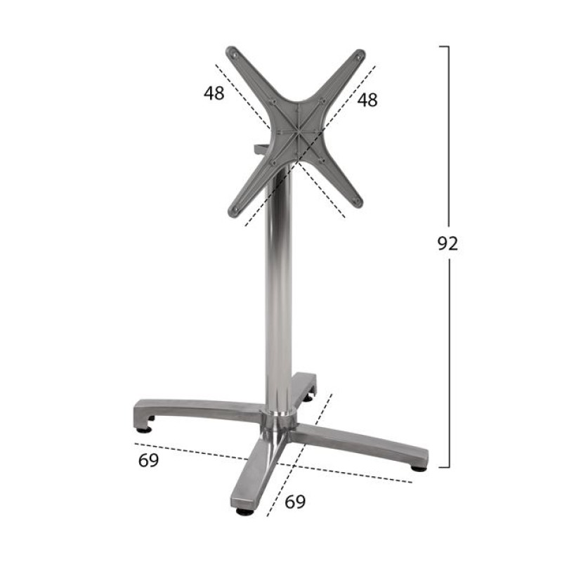 Aluminum base folding chromed 69x69x73cm with cross 48x48 FK459.03 Aluminum base folding chromed 69x69x73cm with cross 48x48 FK459.03
