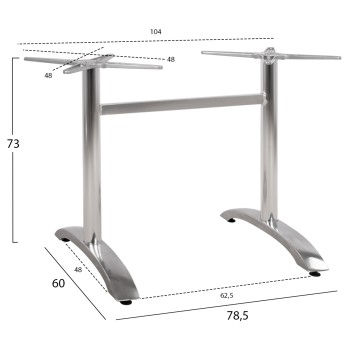 ALUMINUM base 2 legs FK461.03 Chromed 78,5x60x73cm ALUMINUM base 2 legs FK461.03 Chromed 78,5x60x73cm