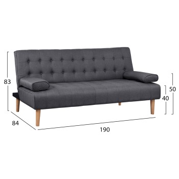 Sofa Bed Wanda FK3149.01 Grey Fabric and 2 Pillows 190x84x83cm Sofa Bed Wanda FK3149.01 Grey Fabric and 2 Pillows 190x84x83cm