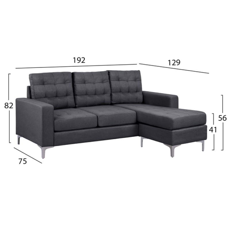 Reversible Corner Sofa Santino FK3152.01 Grey Fabrix 192x129x82cm Reversible Corner Sofa Santino FK3152.01 Grey Fabrix 192x129x82cm