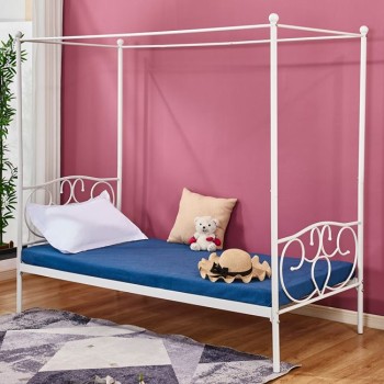 FK572.02 JACLYN, Metal bed with canopy, 90x190cm, white