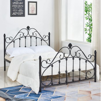 Metallic Bed 150x200 cm Black Color FK576.01