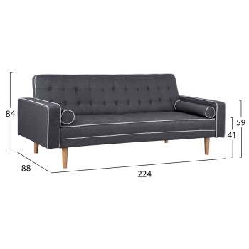 Sofa Bed Salvador FK3150.01 Grey with 2 Pillows 222x97x80Hcm Sofa Bed Salvador FK3150.01 Grey with 2 Pillows 222x97x80Hcm