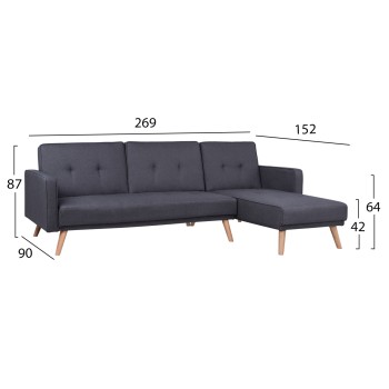 Reversible Corner Sofa Bed Talia FK3153 Grey Fabric 269x152x87cm