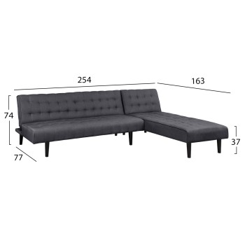 Corner Sofa Bed Reversible Zelda FK3154.01 with grey fabric 254x163x74cm