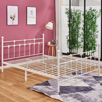 FK575.02, KAMIL Metallic Bed 150x200cm, White Color FK575.02, KAMIL Metallic Bed 150x200cm, White Color