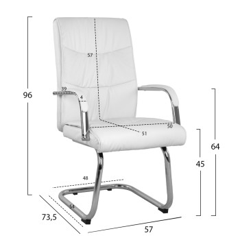 Visitor's Armchair JACOB FK1045.12 White PU with chromed base 57x73.5x96 cm Visitor's Armchair JACOB FK1045.12 White PU with chromed base 57x73.5x96 cm