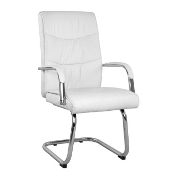 Visitor's Armchair JACOB FK1045.12 White PU with chromed  base  57x73.5x96 cm