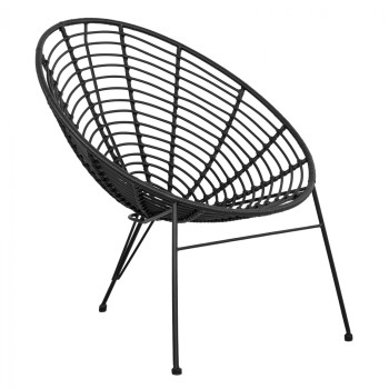 FK5458.02 Armchair Allegra, nest type metallic, wicker in black color  73x83x86 cm