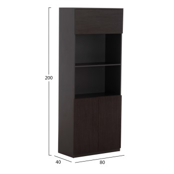 PROFESSIONAL OFFICE BOOKCASE ROSEWOOD FK2089 MELAMINE IN GREY-WENGE 80x40x200Hcm PROFESSIONAL OFFICE BOOKCASE ROSEWOOD FK2089 MELAMINE IN GREY-WENGE 80x40x200Hcm