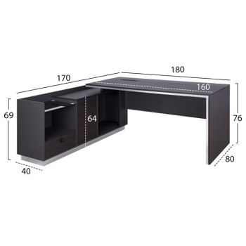 Professional Office Left Corner Rosewood FK2086L 180x170x76cm Professional Office Left Corner Rosewood FK2086L 180x170x76cm
