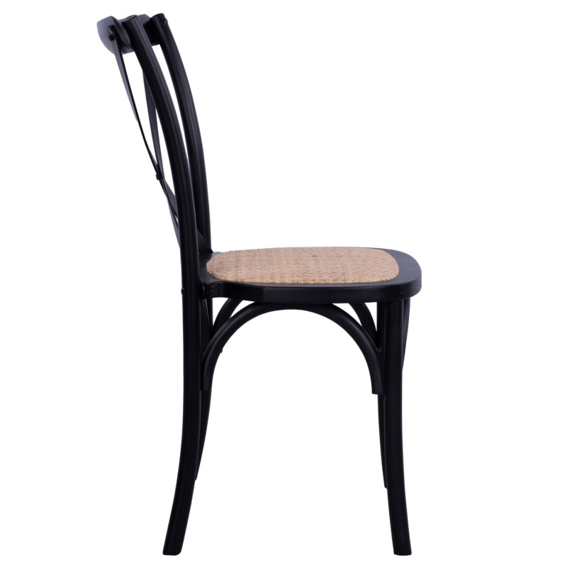 Chair Owen Stackable beech wood Black Matte with crossed back FK8575.02 45x55,5x90 cm