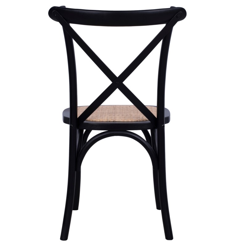 Chair Owen Stackable beech wood Black Matte with crossed back FK8575.02 45x55,5x90 cm
