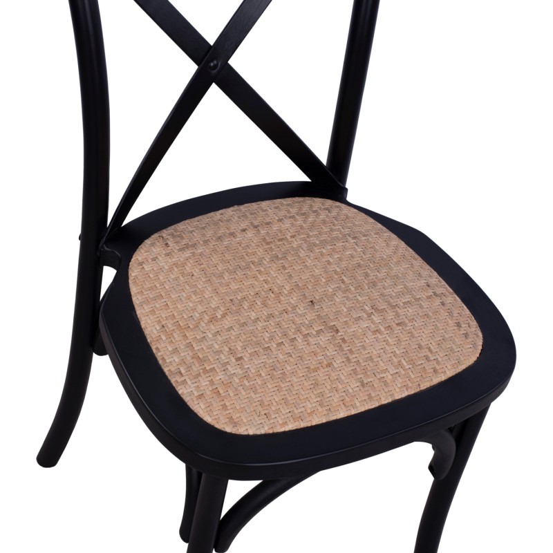 Chair Owen Stackable beech wood Black Matte with crossed back FK8575.02 45x55,5x90 cm