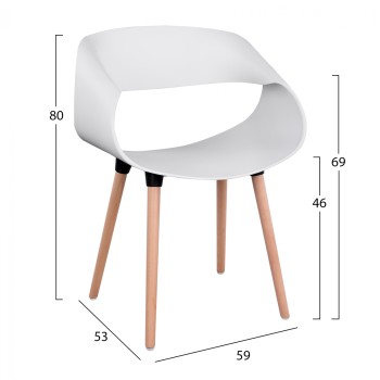 Polypropylene Armchair Maggie FK8600.01 in white color 59x53x80 cm