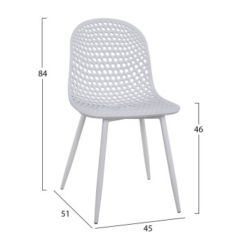 Polypropylene Armchair Milana FK8512.01 White with Metallic Legs 47x58x84cm