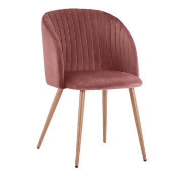 VELVET ARMCHAIR LEAH IN DUSTY PINK WITH METALLIC LEGS s FK8543.02 51x58x80 cm