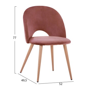 Dining Chair Velvet rotten apple and metallic legs FK8544.02 52x49,5x77 cm