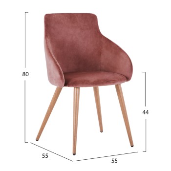 ARMCHAIR IVY VELVET DUSTY PINK AND METAL LEGS FK8546.02 55x55x80Y cm. ARMCHAIR IVY VELVET DUSTY PINK AND METAL LEGS FK8546.02 55x55x80Y cm.
