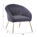 FK8549.01 Armchair Joyce Velvet Grey,metallic legs, 80x76x75 FK8549.01 Armchair Joyce Velvet Grey,metallic legs, 80x76x75