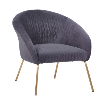 FK8549.01 Armchair Joyce Velvet Grey,metallic legs, 80x76x75
