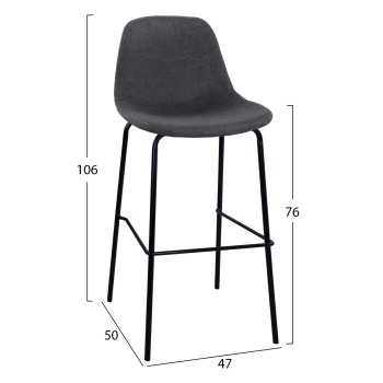 Stool with metallic frame and fabric in grey color 47x50x106cm FK8579.10 Stool with metallic frame and fabric in grey color 47x50x106cm FK8579.10