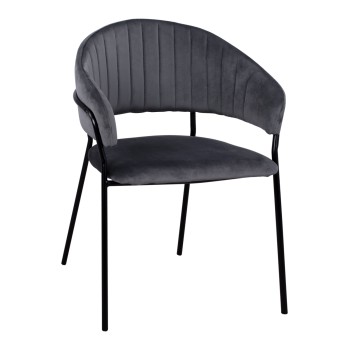 Armchair Theodore FK8520.01 from velvet grey with metallic frame 55x50x82cm