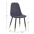 Chair Lucille FK8552.01 from Velvet Grey and metallic frame 45x56x81cm
