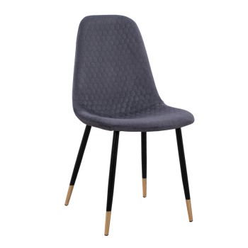 Chair Lucille FK8552.01 from Velvet Grey and metallic frame 45x56x81cm