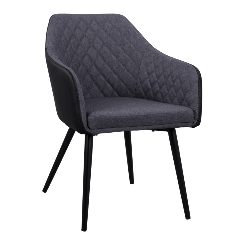 Armchair Charles FK8522.01 with fabric Dark Grey PU Black 57x63x83 cm Armchair Charles FK8522.01 with fabric Dark Grey PU Black 57x63x83 cm