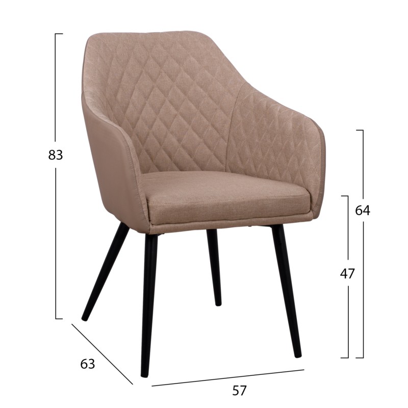 Armchair Charles FK8522.07 with fabric Beige & PU Beige 57x63x83 cm Armchair Charles FK8522.07 with fabric Beige & PU Beige 57x63x83 cm