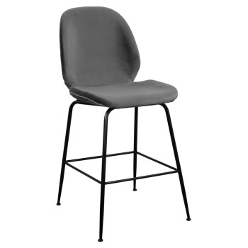 Bar Stool Nora Velvet Grey & Black metallic frame FK8524.01 48x61x103 cm