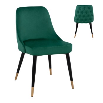 Chair Serentiy FK8527.03 from velvet Cyppress Green Color with metallic frame 51x58x83cm