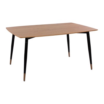 Table with natural desktop with metallic legs black matte FK8554.01 160x90x75cm