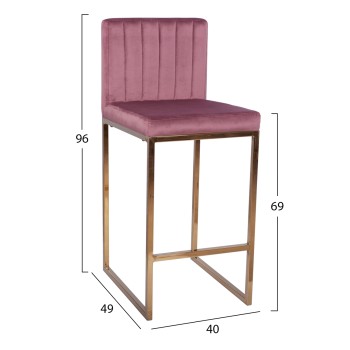 Bar Stool Piper Velvet Rotten Apple & Gold Metallic Frame FK8525.02 40x49x96 cm
