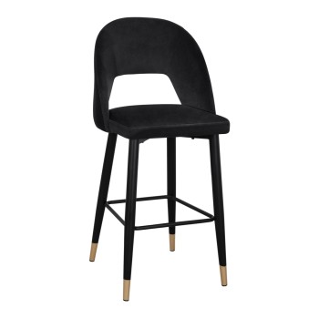 Bar Stool Harper FK8526.04 Velvet Black with metallic frame 50Χ51Χ111cm