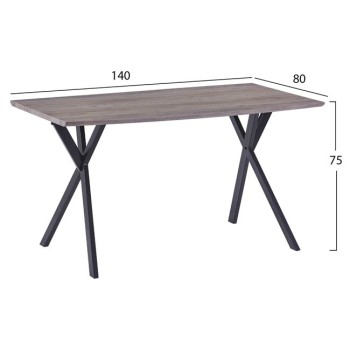 Set Dining Table FK11181 5pieces Table 140x80x75 cm MDF Old Beech & Clara Grey Velvet Set Dining Table FK11181 5pieces Table 140x80x75 cm MDF Old Beech & Clara Grey Velvet