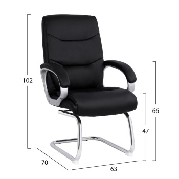CONFERENCE ARMCHAIR SEMI-SWIVEL ZAMORA FK1088.01 BLACK PU LEATHER 63Χ70Χ102Hcm. CONFERENCE ARMCHAIR SEMI-SWIVEL ZAMORA FK1088.01 BLACK PU LEATHER 63Χ70Χ102Hcm.