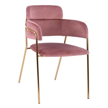 ARMCHAIR KELSO FK8521.02 VELVET DUSTY PINK & GOLD PLATED LEGS 52,5x52x80Υ cm.