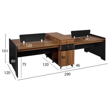 Professional Workstation 4 people FK2349 Supreme 290x120x101 Professional Workstation 4 people FK2349 Supreme 290x120x101
