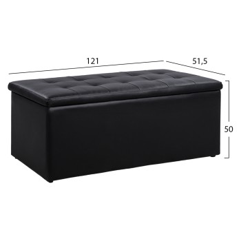 Stool PU with Storage Space Triscube Black FK223.01 121x51.5x50cm Stool PU with Storage Space Triscube Black FK223.01 121x51.5x50cm