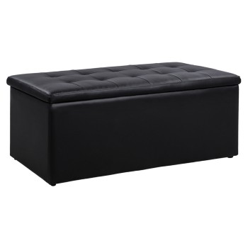 Stool PU with Storage Space Triscube Black FK223.01 121x51.5x50cm