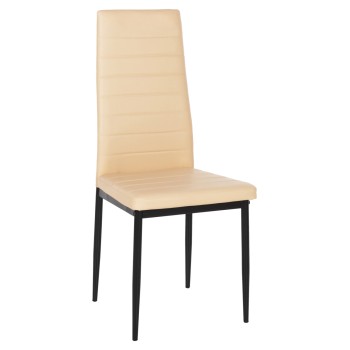 DINING CHAIR LADY FK0037.25 CREAM WHITE PU-BLACK METAL FRAME K/D 42x44x95Hcm