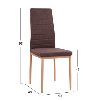 Metallic chair Lady FK0037.13 Brown fabric with metallic frame K/D 40x48x95 cm Metallic chair Lady FK0037.13 Brown fabric with metallic frame K/D 40x48x95 cm