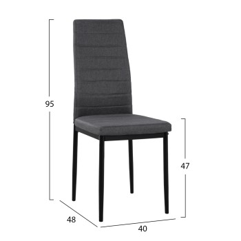 Metallic Chair Lady FK0037.20 Grey fabric with metallic frame K/D 40x48x95 Metallic Chair Lady FK0037.20 Grey fabric with metallic frame K/D 40x48x95