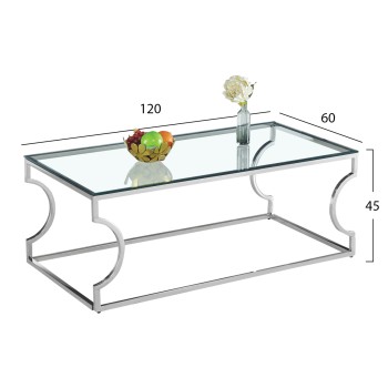 Coffee table Amara FK8615.01 with glass and chromium base 120X60X45 cm
