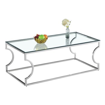 Coffee table Amara FK8615.01 with glass and chromium base 120X60X45 cm