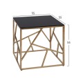 Side Table JANA with black glass and gold base 55x55x55Hcm.FK8619.01 Side Table JANA with black glass and gold base 55x55x55Hcm.FK8619.01
